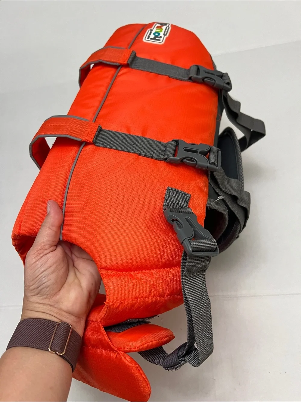 Outward Hound High-Visibility Orange & Gray Dog Life Jacket with Grab Handle L